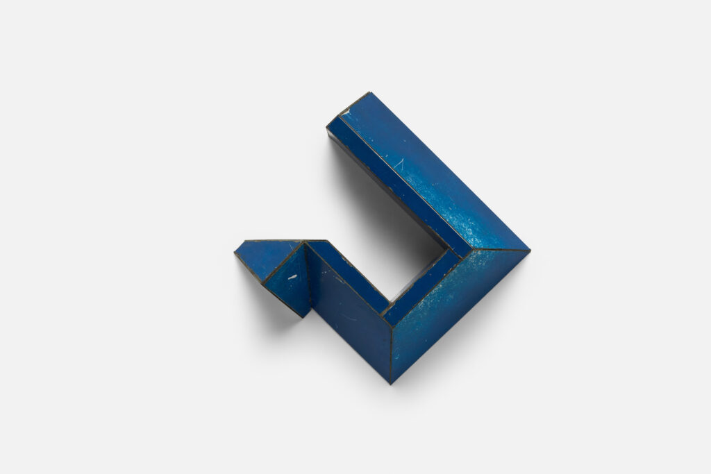 Live Television (2026) by American artist Ted Larsen. Wall sculpture made of salvage steel, marine-grade plywood, silicone, vulcanized rubber and hardware.