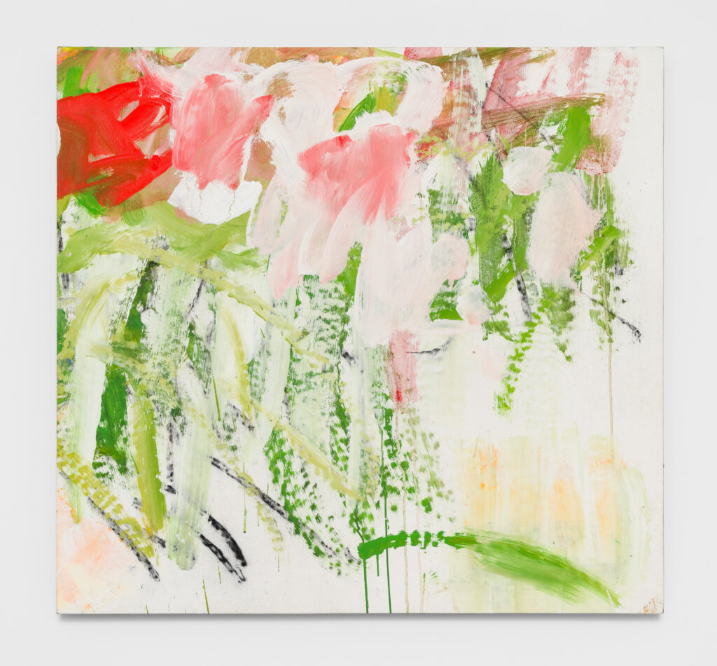Untitled (Calcicoles), 2023, is a painting by French artist Christian Sorg, executed in acrylic and oil stick on canvas. Measuring 85.5 × 91.5 cm (33 5/8 × 36 in), the work is presented at Galerie Hugo Dufon in Bogotá.